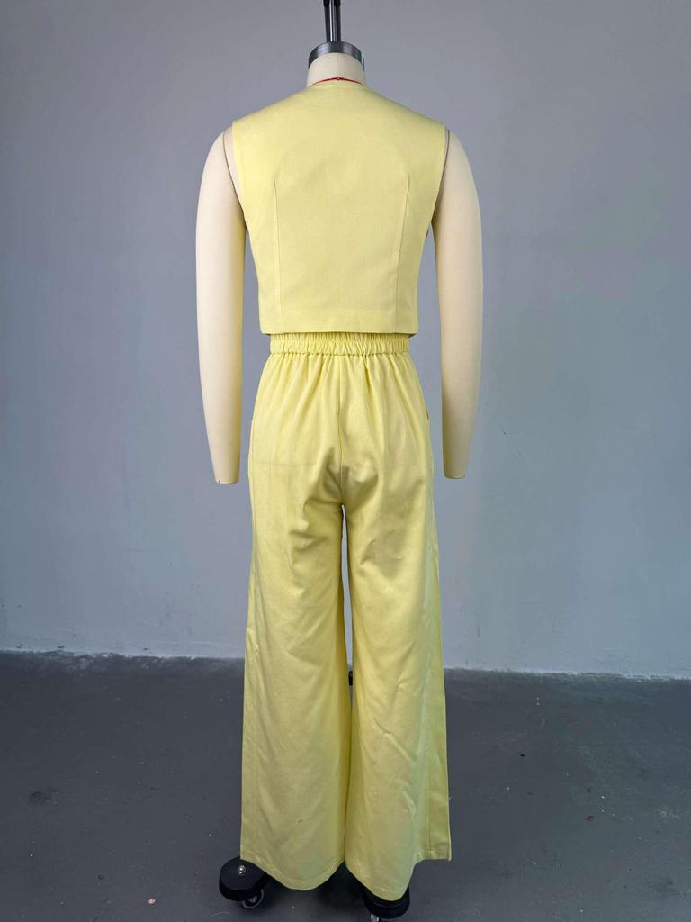 2025 Summer Women's Casual Set: Elegant Vest Tank Top & High-Waisted Wide-Leg Pants