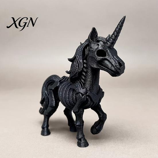 Dark Fantasy Wohnkultur 3D Gedrucktes Pferde Skelett Ornament, Hörner Knochen Statue, Kreatives Gruseliges Innenraum Ornament PLA Handwerk für Halloween Und Spuk