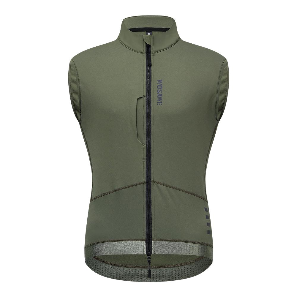 WOSAWE Autumn Winter Men Cycling Vest Windproof Thermal Fleece Reflective Sleeveless Warm Coat Road Bicycle Gilet