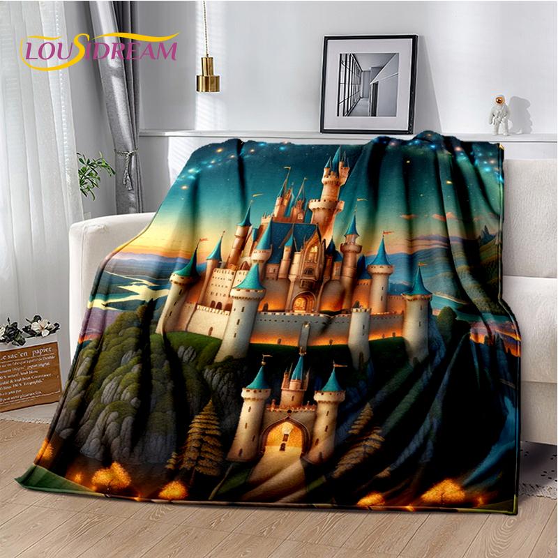Fairyland Fairy Tale Castle Mysterious Gothic Dream Cartoon Soft Blanket,Soft Throw Blanket for Home Bedroom Bed Sofa Child Gift