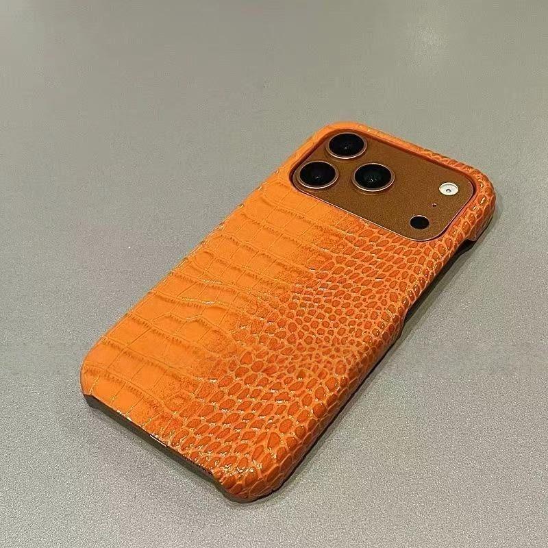 Luxury Glossy Crocodile Leather Texture Phone Case For 17 Air 16 15 14 Plus 13 11 12 Pro Max Frameless Shockproof Cover