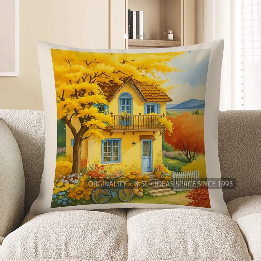 

Декор для дому Чарівна сільська сцена Декоративна наволочка для подушки-плед Подушка-наволочка для дивана, спальні, автомобіля 40x40cm