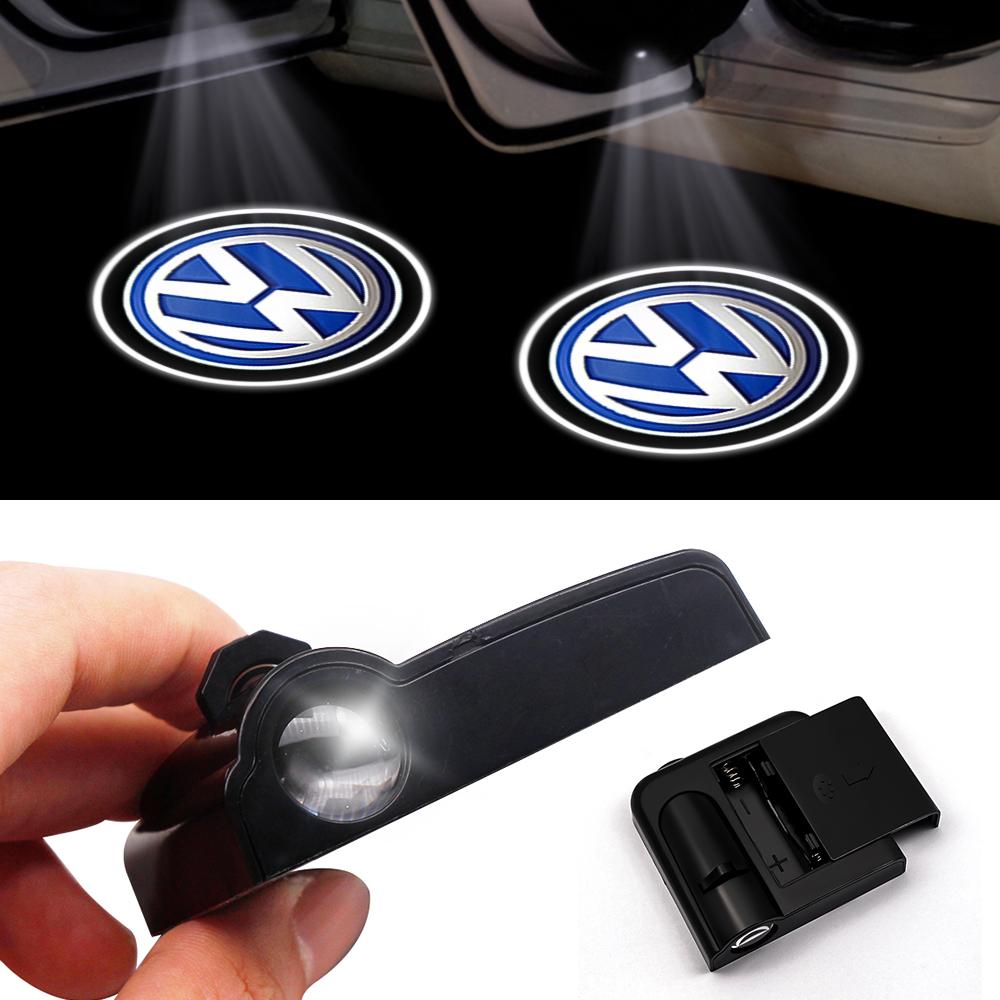 CGLWZ1 1/2Pcs Car Door Emblem LED Light Welcome Lamp Wireless Laser Projector For VW Passat Polo Touran Tiguan Jetta Golf accessories