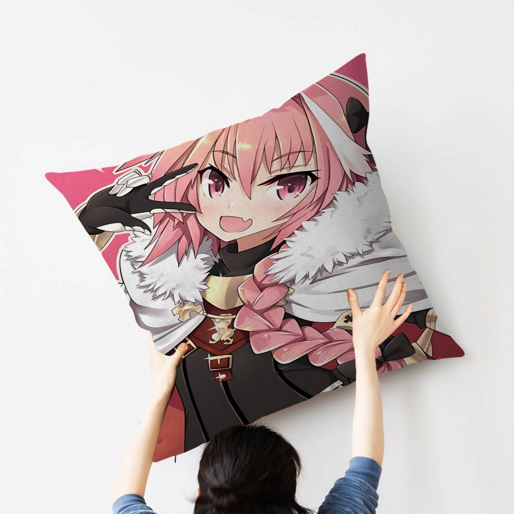 A-Astolfo Pink Cute Anime Girl Maple Design Cushion Cover Happy Autumn Harvest decor Holiday Decorati Pillow Cover