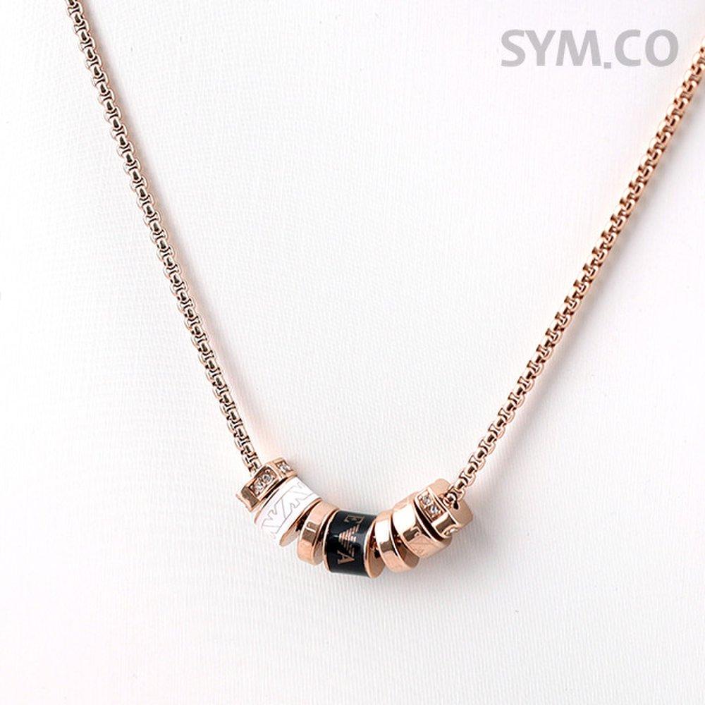 Armani Egs2931 Adelaar Embleem Ronde Roségoud Dames Stalen Ketting C