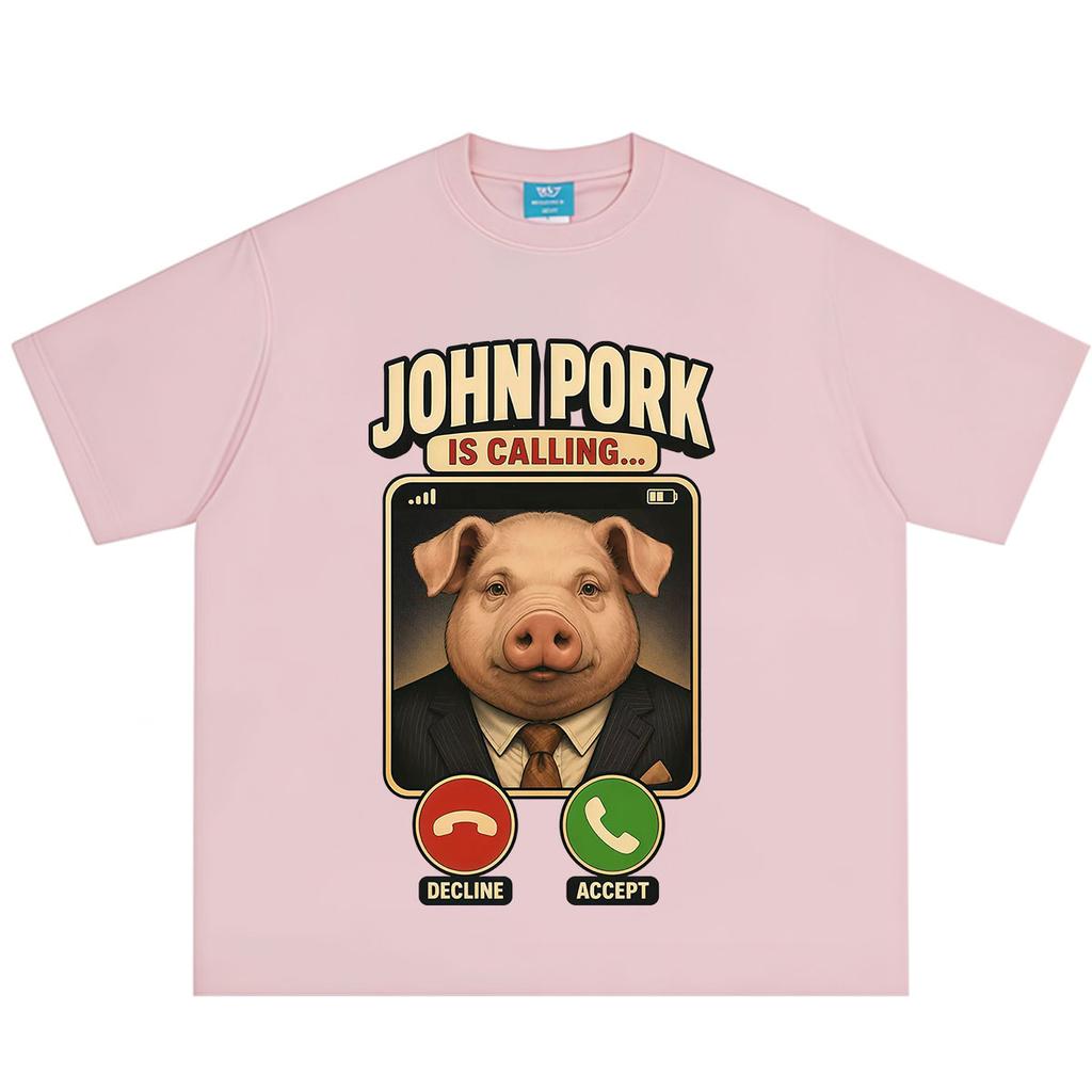 John Pork Is Calling Funny John Pork Meme Tshirt Unisex Unisex Fashion Y2K Clothing TShirt Summer Cotton Vintage Loose Tshirts