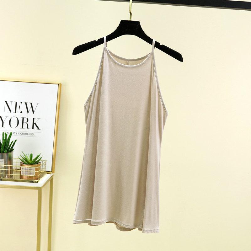 Women's Slim Fit Black Halter Neck Camisole - Summer Side Slit Vest