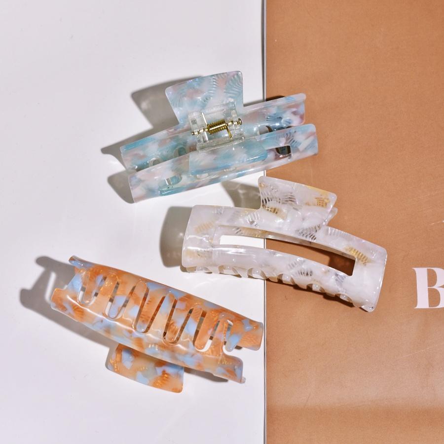 1PC Ladies Acetate Jelly Color rectangular hair claw daily wear for use in all hair sizes and lengths sweet and cute vacation