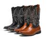Herren Retro Leder Cowboy Stiefel - Größe 48 Hohe Stiefel für Frühling, Herbst und Winter Trends