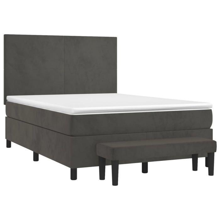 Maison Exclusive - Lattenrost und Matratze Dunkelgrau 140x190cm Samt
