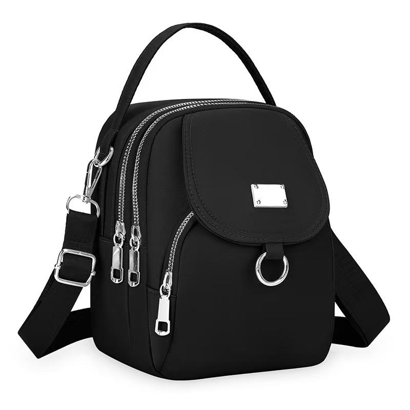 Lightweight Nylon Women's Crossbody Bag Casual Mini Handbag with Multiple Zip Compartments Detachable Shoulder Strap Bag
