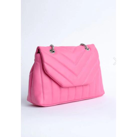 

Женская стеганая сумка через плечо розового цвета ( фуксия