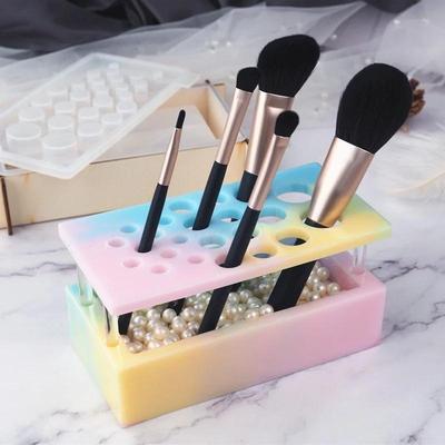Scatola per Trucco Fatta a Mano in Resina Epossidica Fai da Te Inserto per Pennelli da Trucco Inserto di Classificazione Senza Contatto per Pennelli da Trucco Stampo a Specchio in Silicone