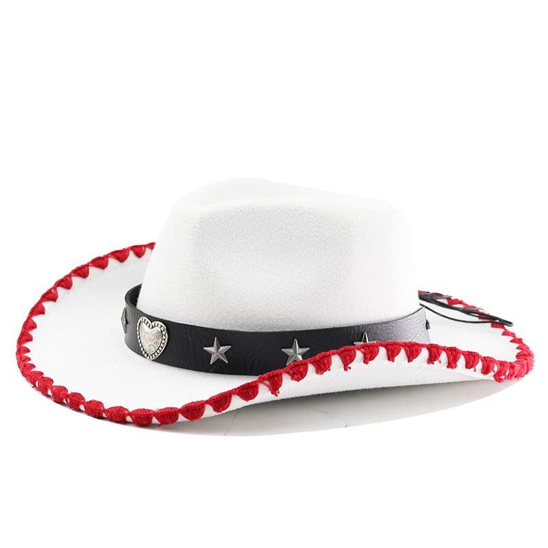Couples Curled Edge Cowboy Hat Fashion Star Decoration Prairie Knight Hat Ball Party Versatile Top Hat
