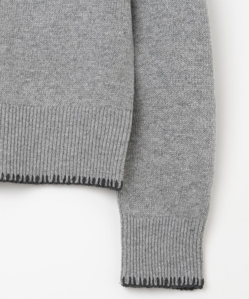 MILLO ARCHIVE Slanted Henley Neck Knit [Melange Gray]
