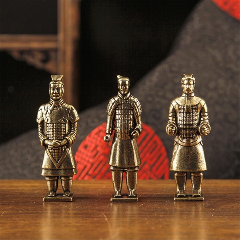 Terracotta Soldier Figurine Decors Brasses Miniature Chinese Soldier Ornament for Desk Shelf Study Room Office Display and Y5GB