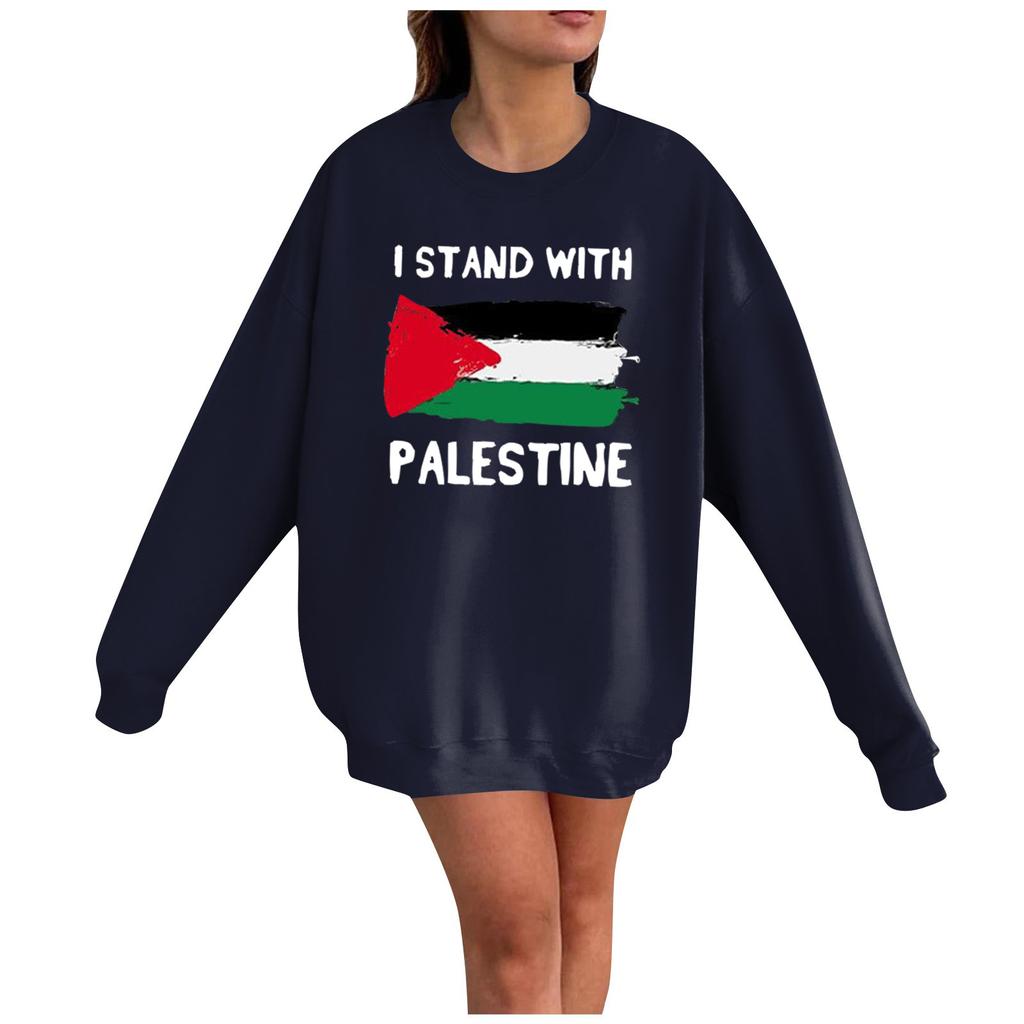 Women's Fashion Loose Casual Printed Long Sleeve Pullover Sweatshirt Top