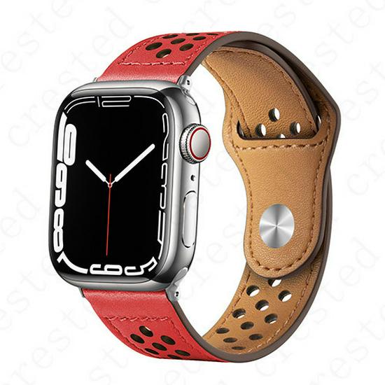 

Совместимый ремешок для часов из искусственной кожи для Apple iWatch7 - Летняя коллекция с дизайном с широкими отверстиями для мужчин и женщин, подходит для моделей 2-6SE 45mm