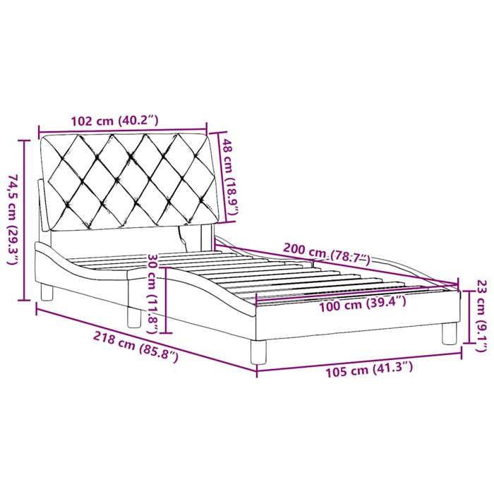 VidaXL Cadre de lit avec LED sans matelas gris clair 100x200 cm tissu 3310650
