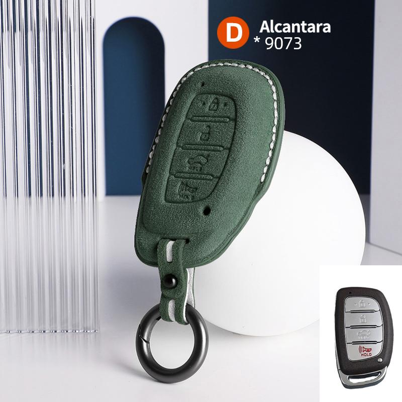 For Hyundai Tucson Santa Fe Rena Sonata Elantra Creta I10 I30 I40 Accessories 4 Button Suede Car Smart Key Case Cover Shell