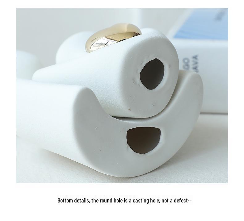 Nordic Luxury Mini Ceramic Heart Couple Ornament for Home Decor