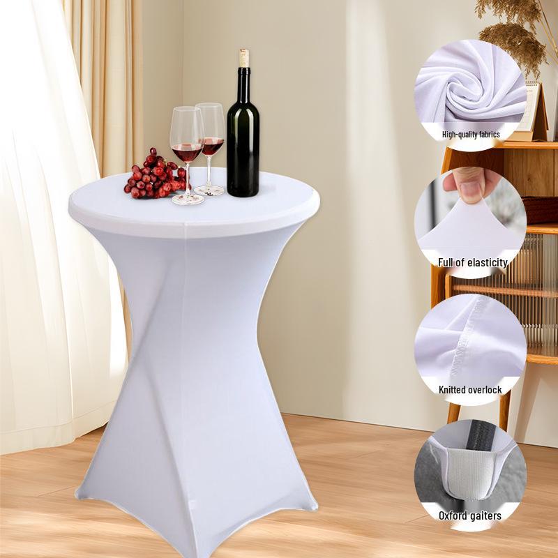Cross-Border Stretch Cocktail Table Cloth - Hotel Banquet Solid Color Round Cover