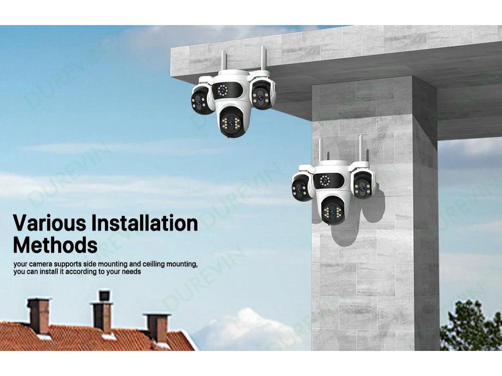 ICsee HD Night Vision Waterproof Wireless Multi-Lens CCTV Monitor with Three Screens