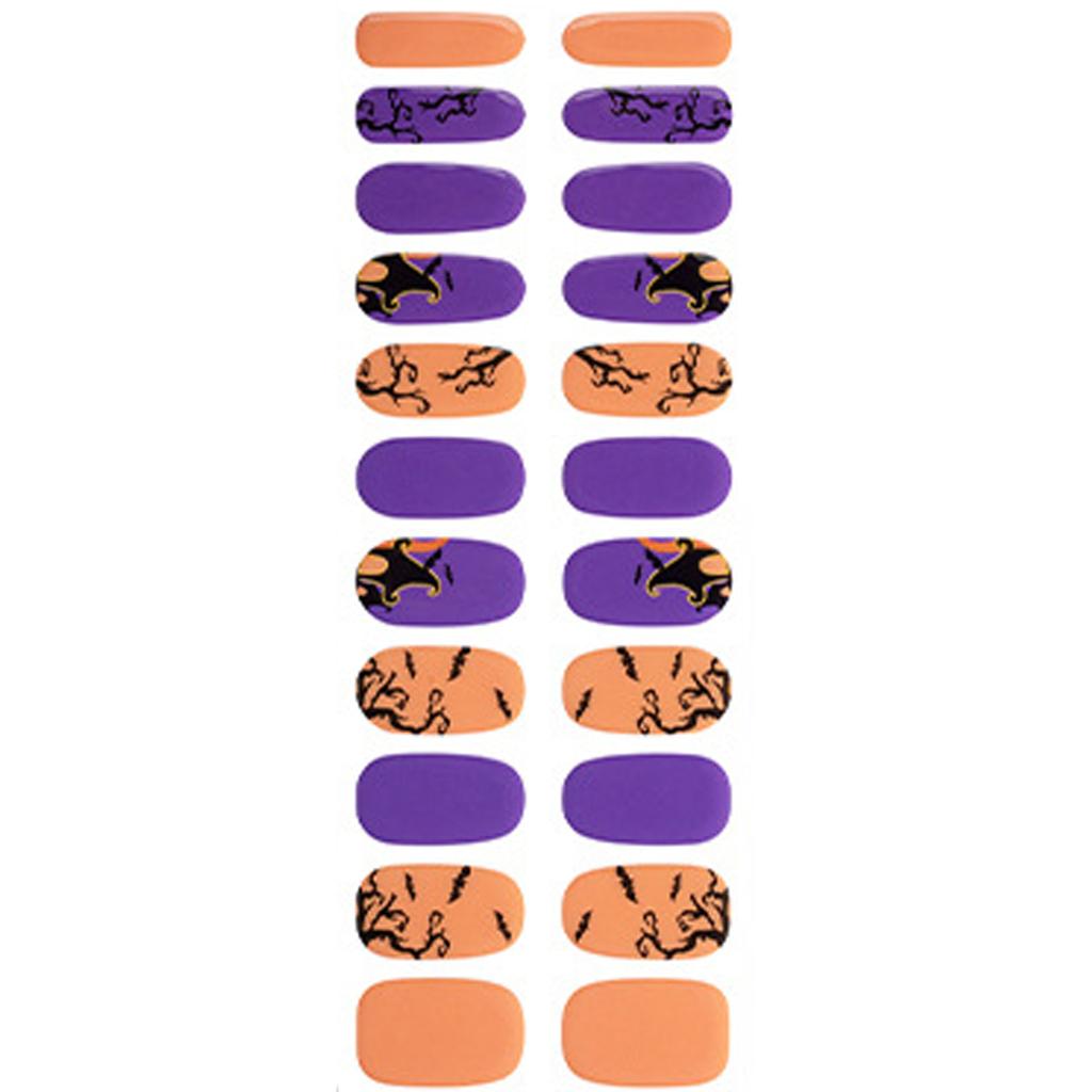 Halloween Nails Stickers Nails Polish Strips Semi Cured Gels Nails Strips Manicures Stickers Full Nails Wrap for Woman