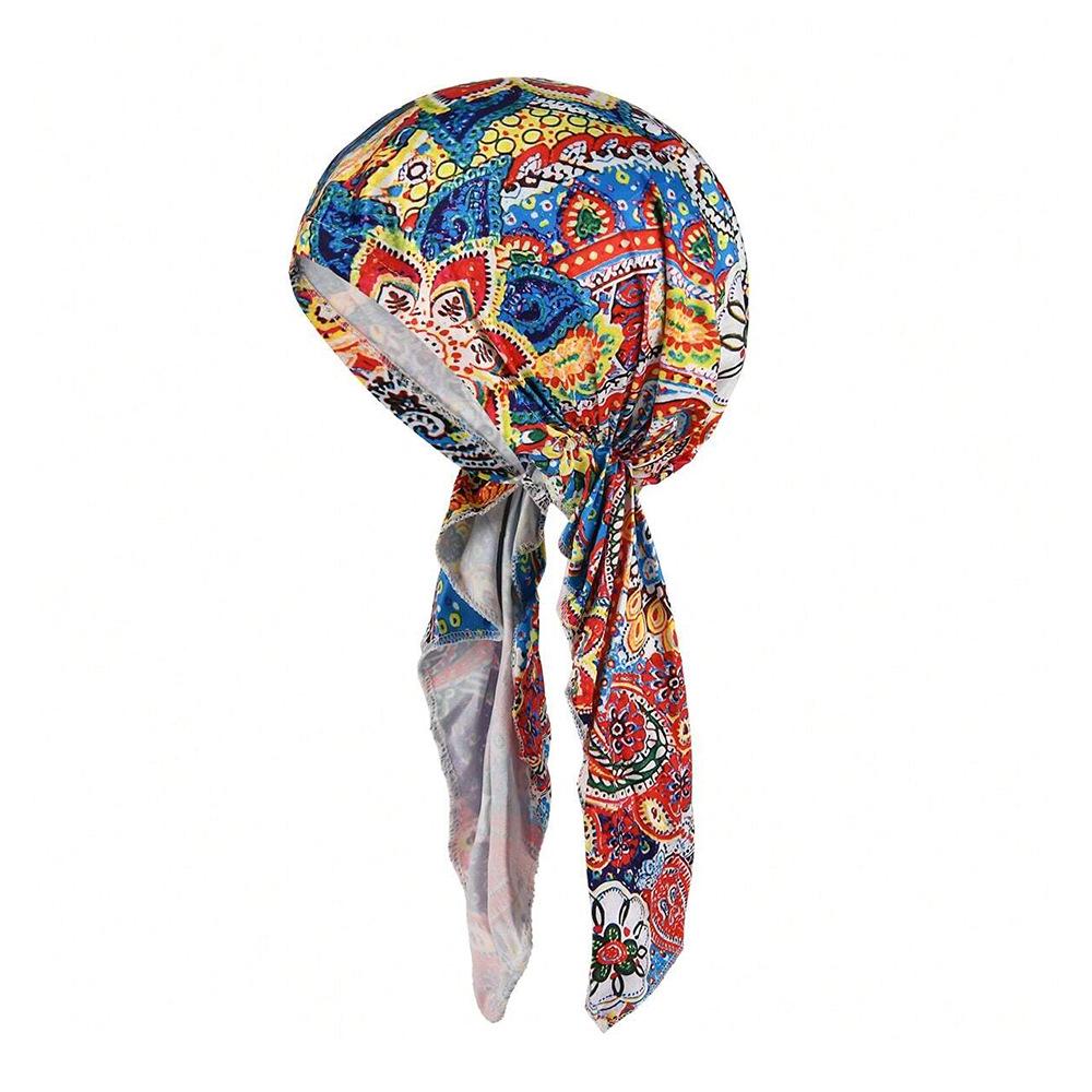 Colorful Long Braid Pirate Bandana Hat – Lightweight Summer Head Wrap for Adults
