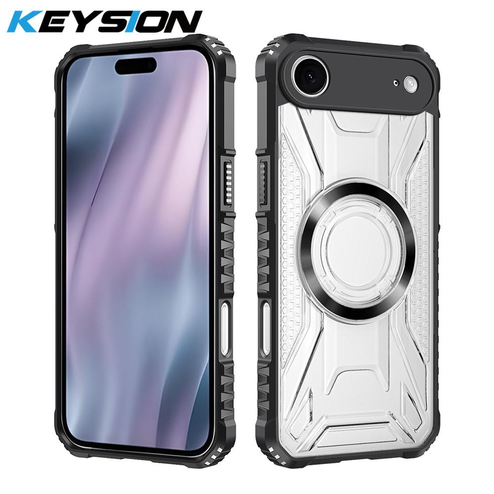 KEYSION Transparent Magnetic Case for iPhone 17 Pro Max Soft Silicone+PC Heavy Duty Shockproof Phone Cover for iPhone 17 17 Air