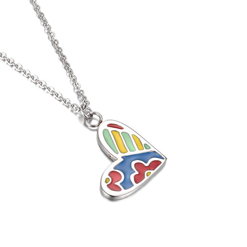 

Европейское и американское эмалевое ожерелье с подвеской в виде сердца - Темпераментная цепочка из нержавеющей стали для ключицы