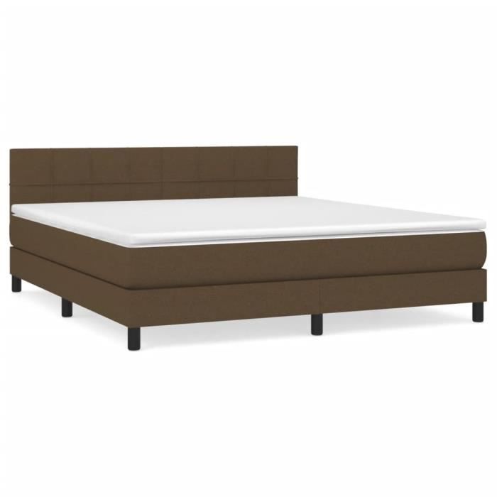 3140068 vidaXL Lit à sommier tapissier avec matelas Marron foncé 160x200 cm