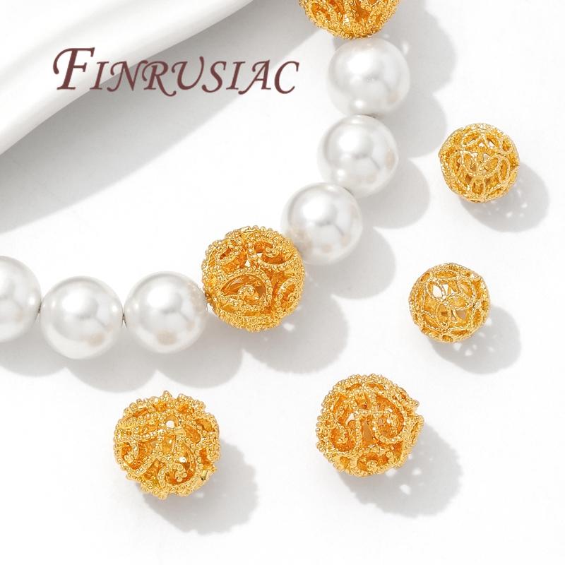 8mm 10mm Beads,Separators For Bracelets 18K Gold Plated Spacer Beads,Round Beads,DIY Jewelry Accessories,Necklace Findings