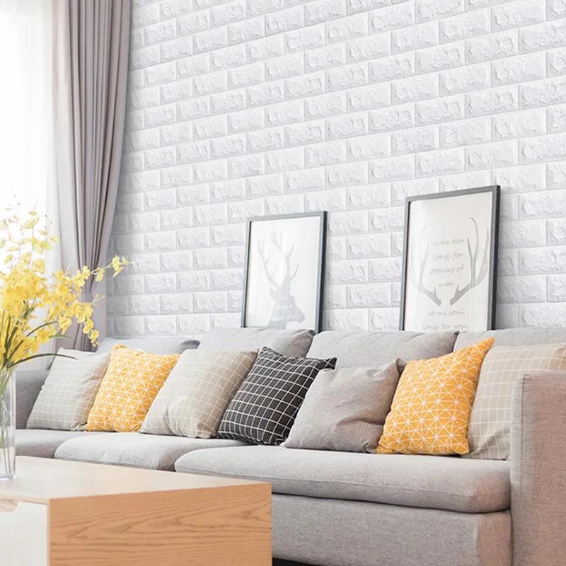 3D Schaumstoff Ziegelwand Paneele Aufkleber Selbstklebend Wasserabweisend Wohnzimmer Wandverkleidung Wandaufkleber Hausdekoration Wandverkleidung TV-Hintergrund