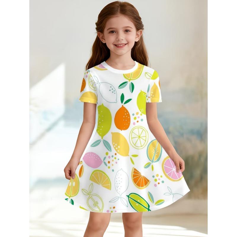 Summer Hot Sale Strawberry Print Kids Princess Dress Comfortable Casual Fruit Kids' Beach & Vacation Outfit Dress for Girls