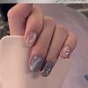 Premium Gray Blue Nail Patch False Nail Marble Nail Patch Japanese Shell Wearing Nail Finished Nail Patch
