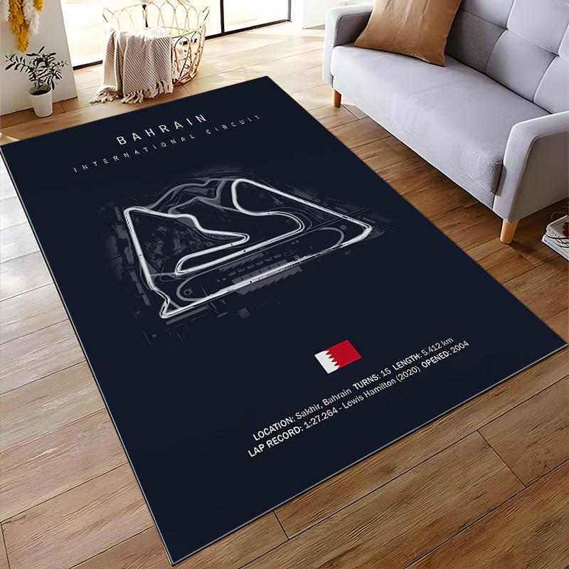 Bahrain International Circuit Art Rug, Unique Home Decor Suitable for use as an anti-slip game mat for living room and bedroom sofas