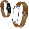 Lederarmband für Xiaomi Mi Band 8 - Braun-Silber
