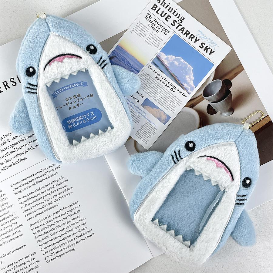 Cute Shark Plush Card Holder: Idol Photo Protector & Stuffed Toy Pendant