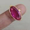 Horizontally Pink Tourmaline Quartz Silver Yellow Gold Ring Jewelry