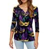 Women's T Shirt Print Button 3/4 Sleeve Daily Weekend Fashion Basic V- Neck Regular Top
