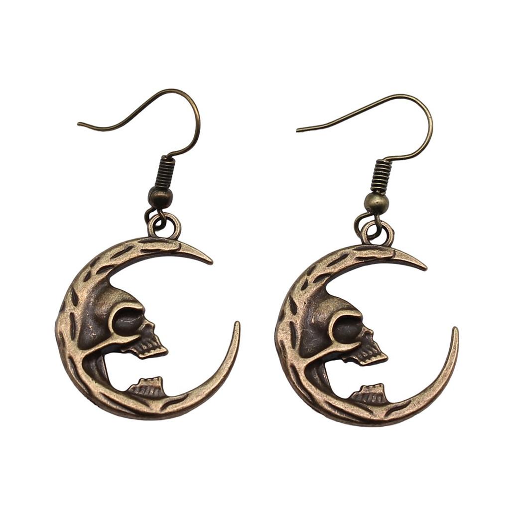 Halloween Charm Dangle Earrings Gothic Crescent Drop Earrings Dark Witchy Occult Jewelry