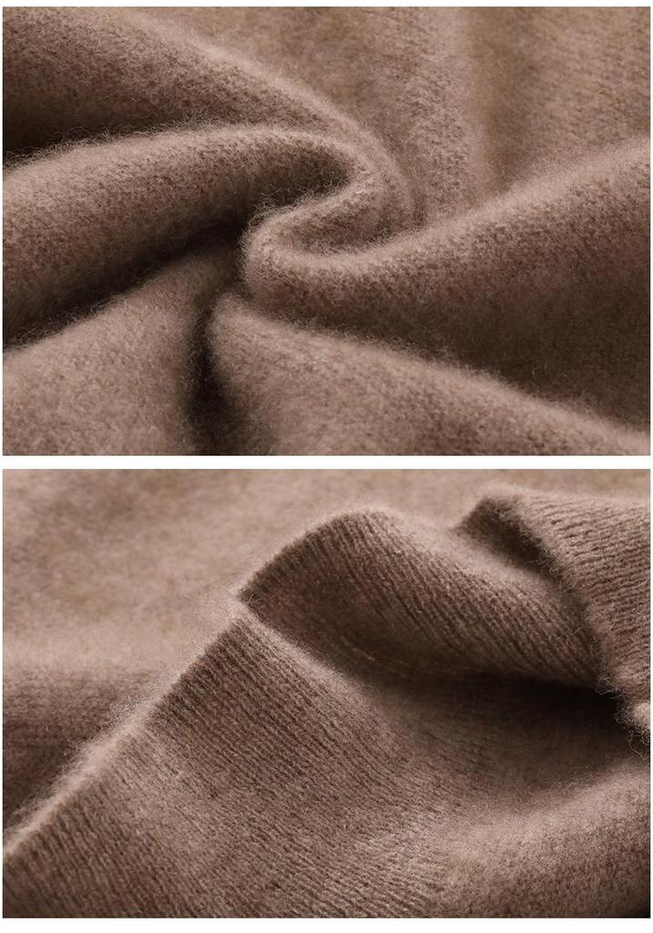 Women's 2024 Cashmere Sweater: Round Neck, Solid Color, Half Sleeve, Loose Knit, Versatile Five-Point Sleeve Base Layer.