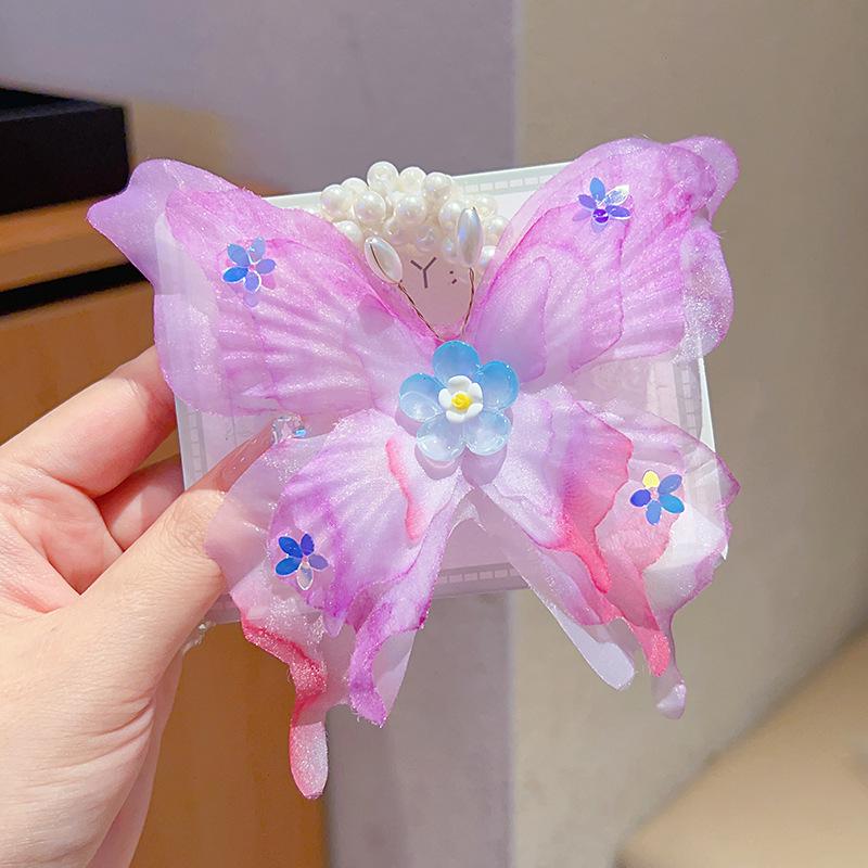 Children's Hanfu Tassel Hair Clip: Ancient Style Floral Bow Hair Tie for Girls