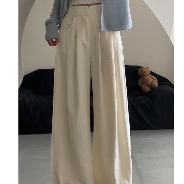 Women's High-Waist Wide-Leg Fashion Trousers - Trendy Casual American Style