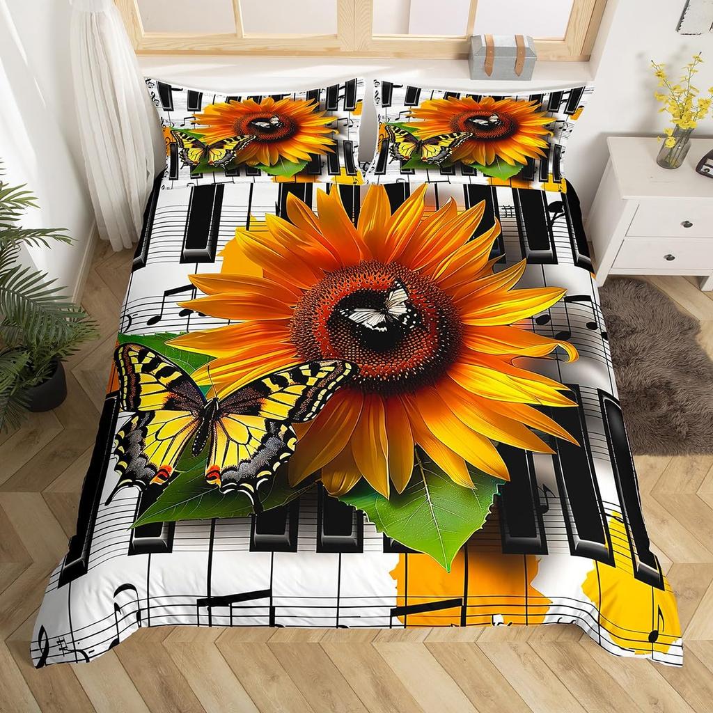 Sunflowers Duvet Covers For Kids Girls Boys Quilt Covers Lightweight Down Room Decor Queen King Size 2 Pillowcase 1 Duvet Cover