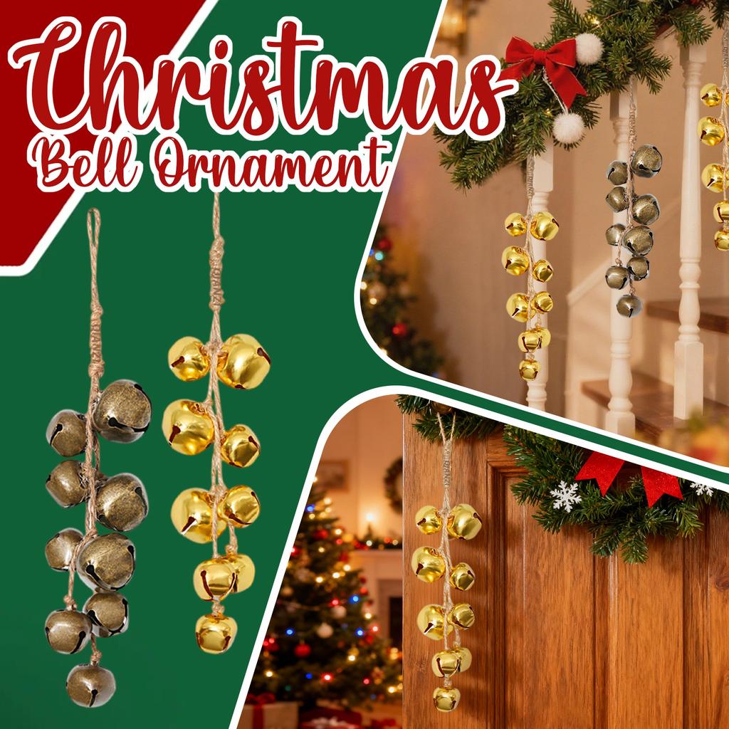 Christmas Bells Vintage Metal Brass Cow Bells Hanging Rope Ideal for Christmas Tree Wedding Decoratation Door Garden Chimes