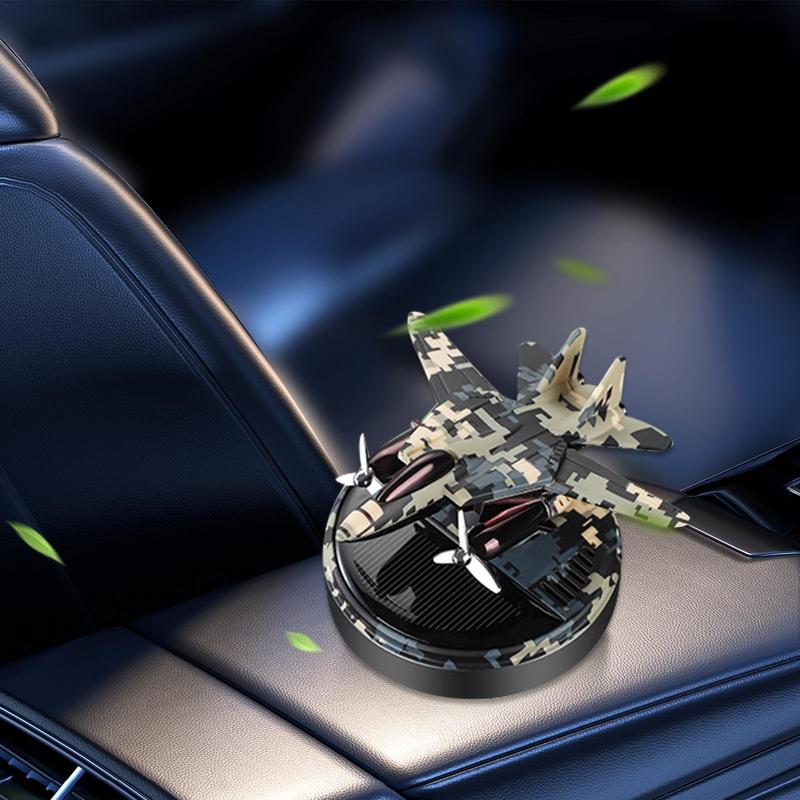 Solar Car Air Freshener Helicopter Automatic Rotation EssentialOil Diffuser Dashboard Camouflage Ornament Car Accessories