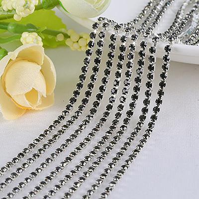 1yard/Piece 30Colors SS6-SS16 Glass Crystal Rhinestone Chain Silver Bottom Sew On Cup Chains For Diy Garment Bags Decorations