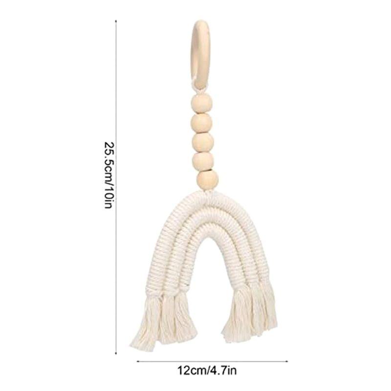 A20F-Boho Rainbow Wood Beads Woven Macrame Wood Beads Garland Wall Hanging Ornament For Home Party Decorations